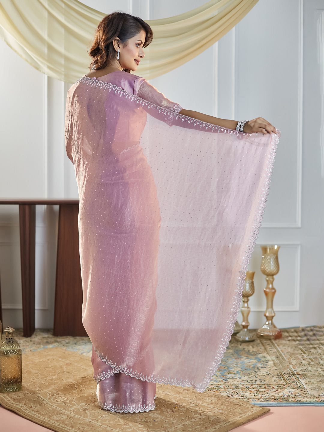 kasee Embellished Beads and Stones Pure Silk Saree