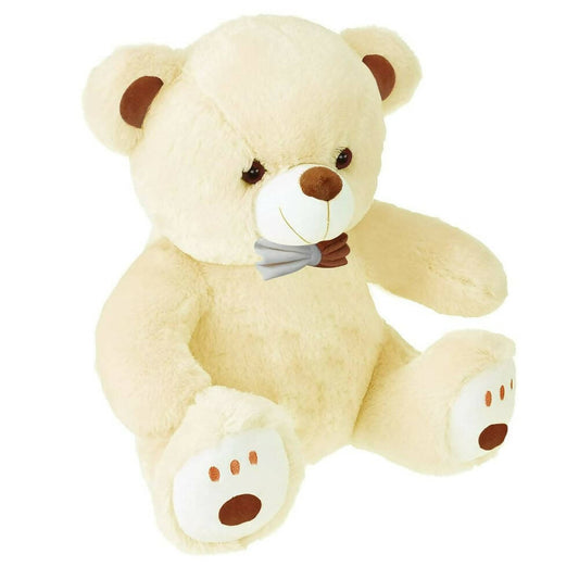 Webby Plush Cute Sitting Teddy Bear Soft Toys with Neck Bow and Foot Print (Beige)  Grab2Buy Generic Grab2Buy
