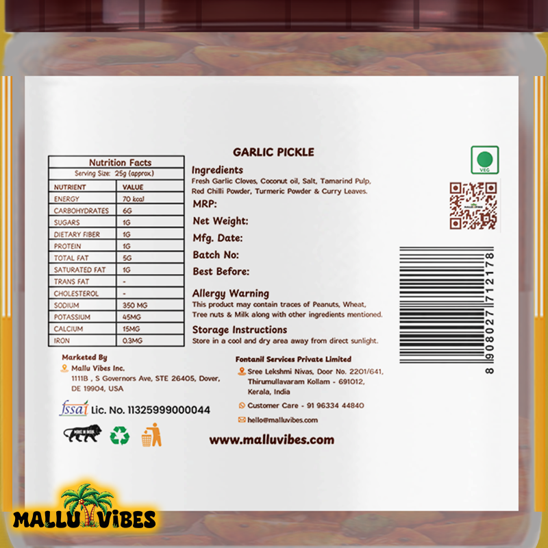 Mallu Vibes Garlic Pickle | Swadesiicart