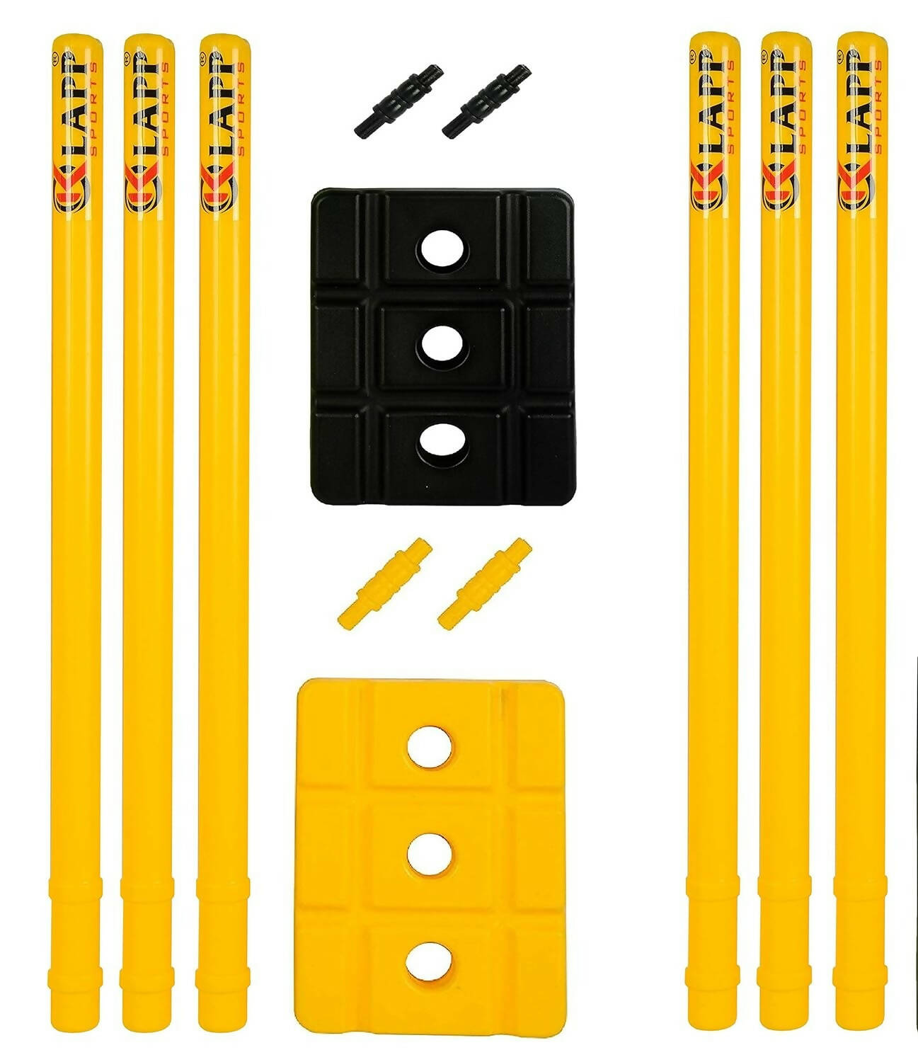 Klapp Six Pcs Plastic Wicket Set with Cover - Black and Yellow 