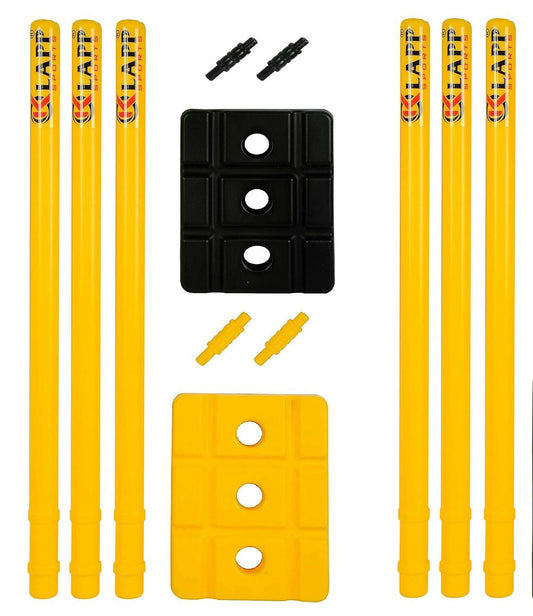 Klapp Six Pcs Plastic Wicket Set with Cover - Black and Yellow 
