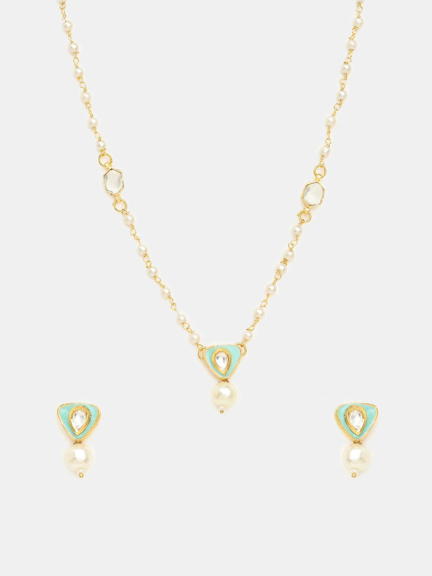 Ruby Raang Ruhani Pearl Necklace And Earrings Set