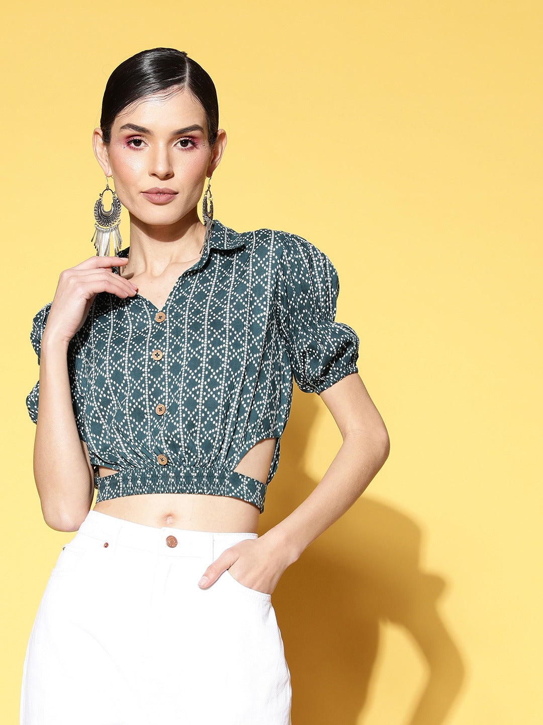 Yufta Geometric Crop Top  Grab2Buy Yufta Grab2Buy