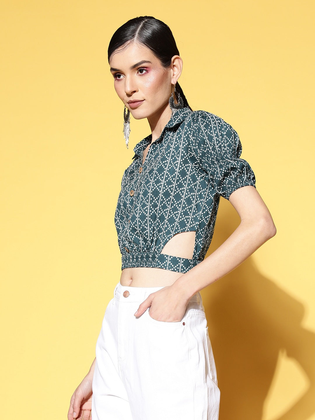 Yufta Geometric Crop Top  Grab2Buy Yufta Grab2Buy