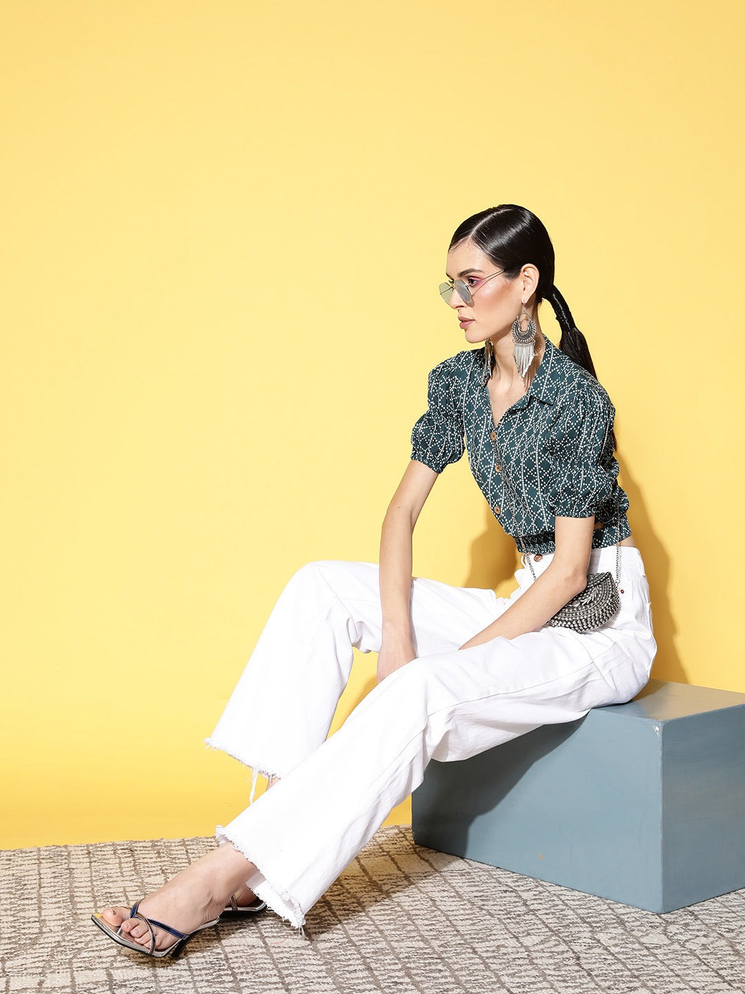 Yufta Geometric Crop Top  Grab2Buy Yufta Grab2Buy