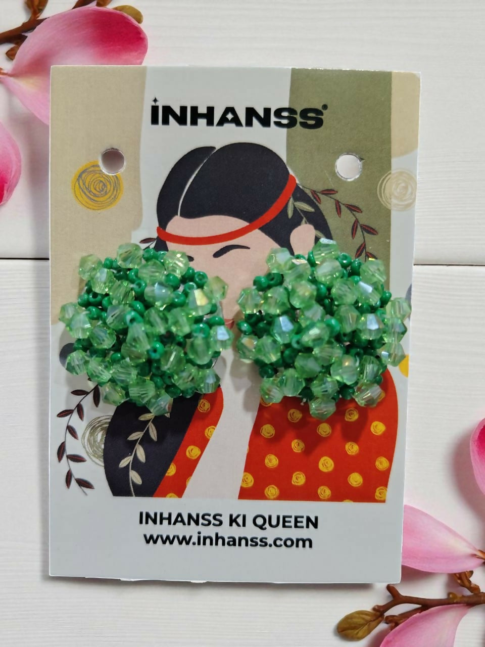 Inhanns Small Statement Studs Earrings - Light Green