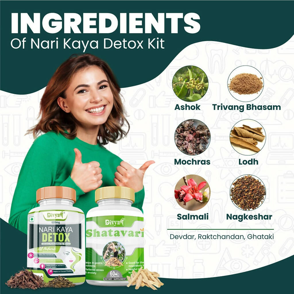 Divya Shree Nari Kaya Detox Capsule and Shatavari Capsule Combo 