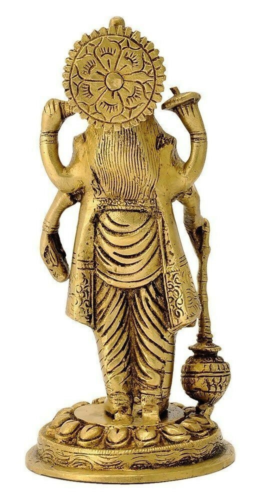 Artvarko Brass Lord Vishnu Narayan Holding Club Brass Statue - Grab2buy