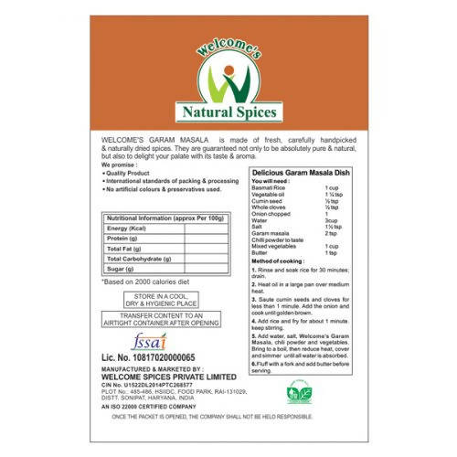 Welcome’s Natural Spices Garam Masala Powder - Grab2buy