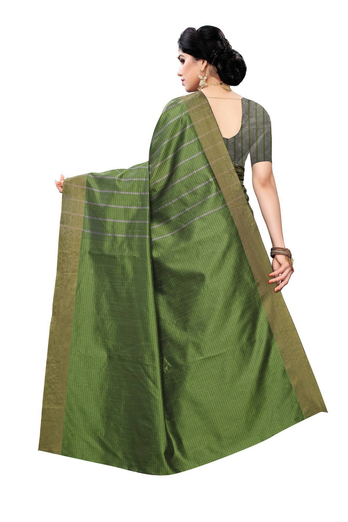 Vamika Paithani Green Cotton Silk Weaving Grab2Buy (Paithani Green) 
