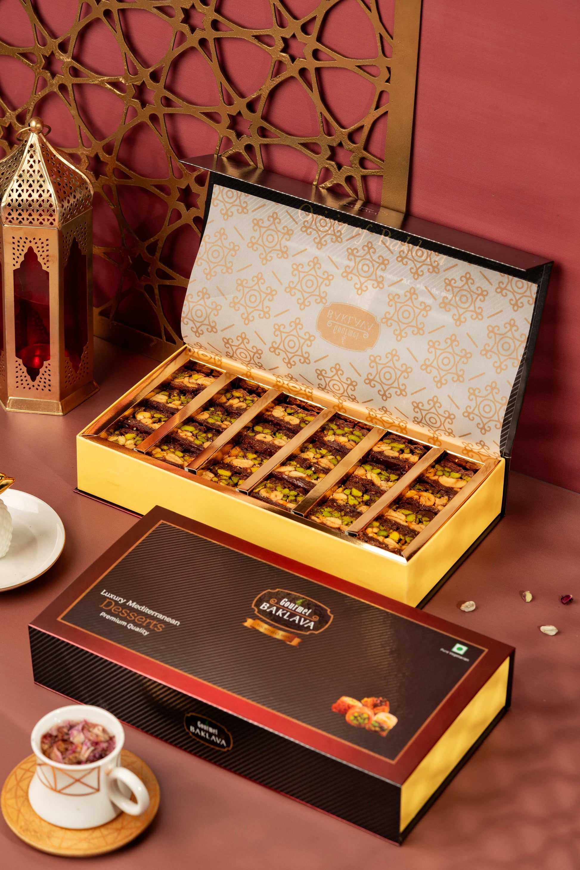 Gourmet Baklava Crescent Gift Box Of Chocolate Cashew Pistachio Baklava 