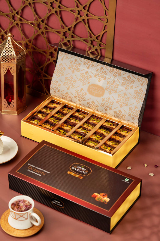 Gourmet Baklava Crescent Gift Box Of Chocolate Cashew Pistachio Baklava 