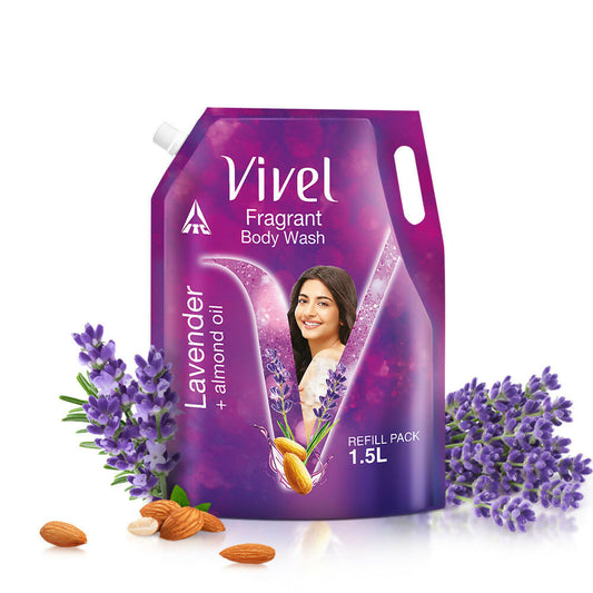 Vivel Fragrant Body Wash Lavender & Almond Oil Shower Gel Supersaver XL Refill Pouch  Grab2Buy Vivel Grab2Buy