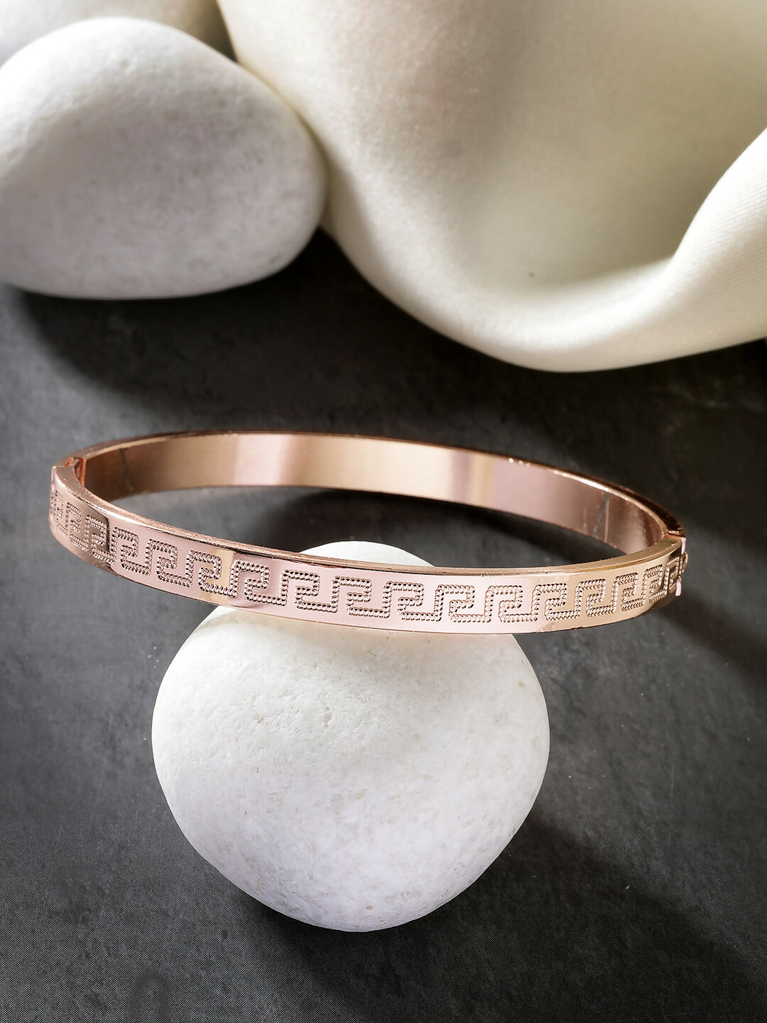 NVR Men's Set of 2 Rhodium-Plated Stainless Steel Kada Bracelet