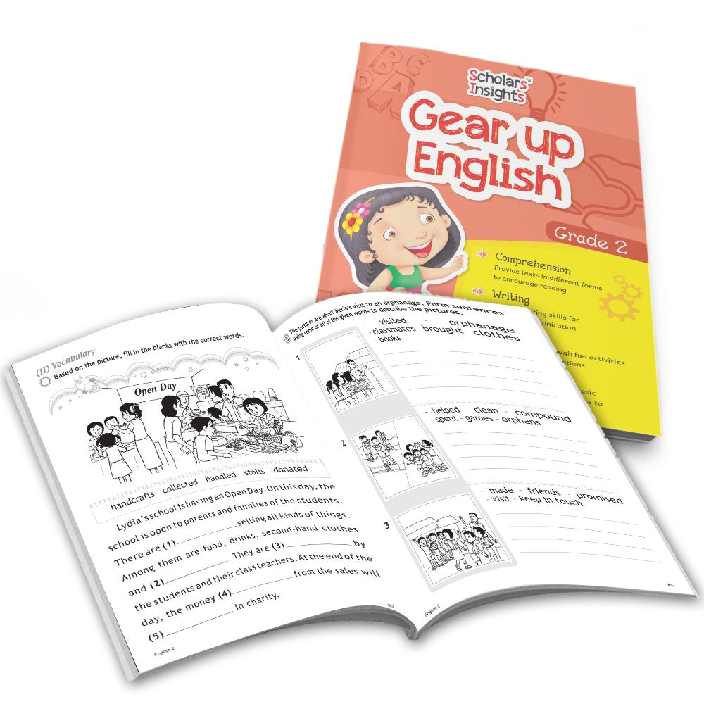 Grade 2 Ultimate English Combo Practice Workbooks Set of 4: Grammar, Writing Skills, Olympiad Prep, and Gear Up English| Ages 7-8 Years 