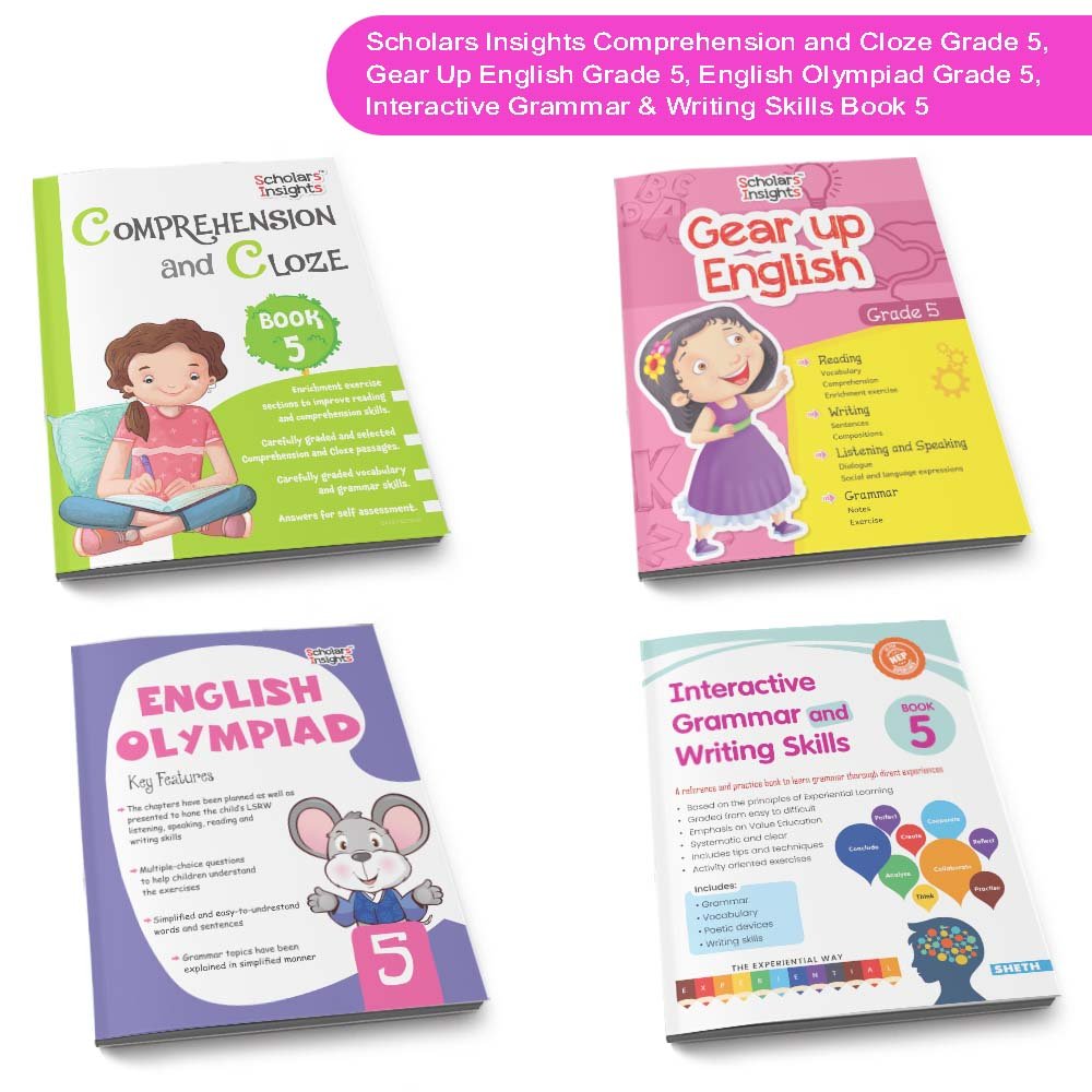 Grade 5 Ultimate English Combo Practice Workbooks Set of 4: NEP Based Interactive Grammar & Writing Skills, Olympiad Prep| Ages 10-11 Years 