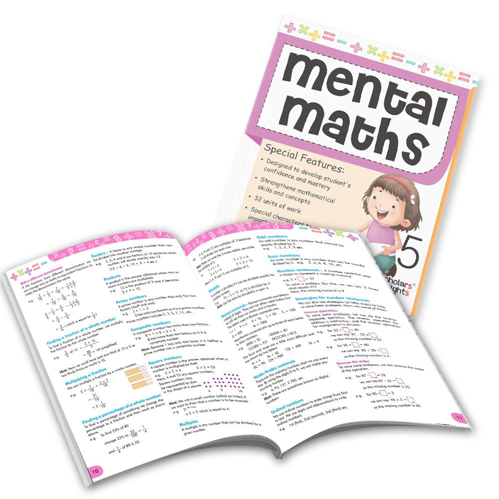 Grade 5 Comprehensive Learning with Mathematics Workbooks Set of 4 Ages 10-11 Years: Gear Up Math, Mental Math, Olympiad,Challenging Word Problems 