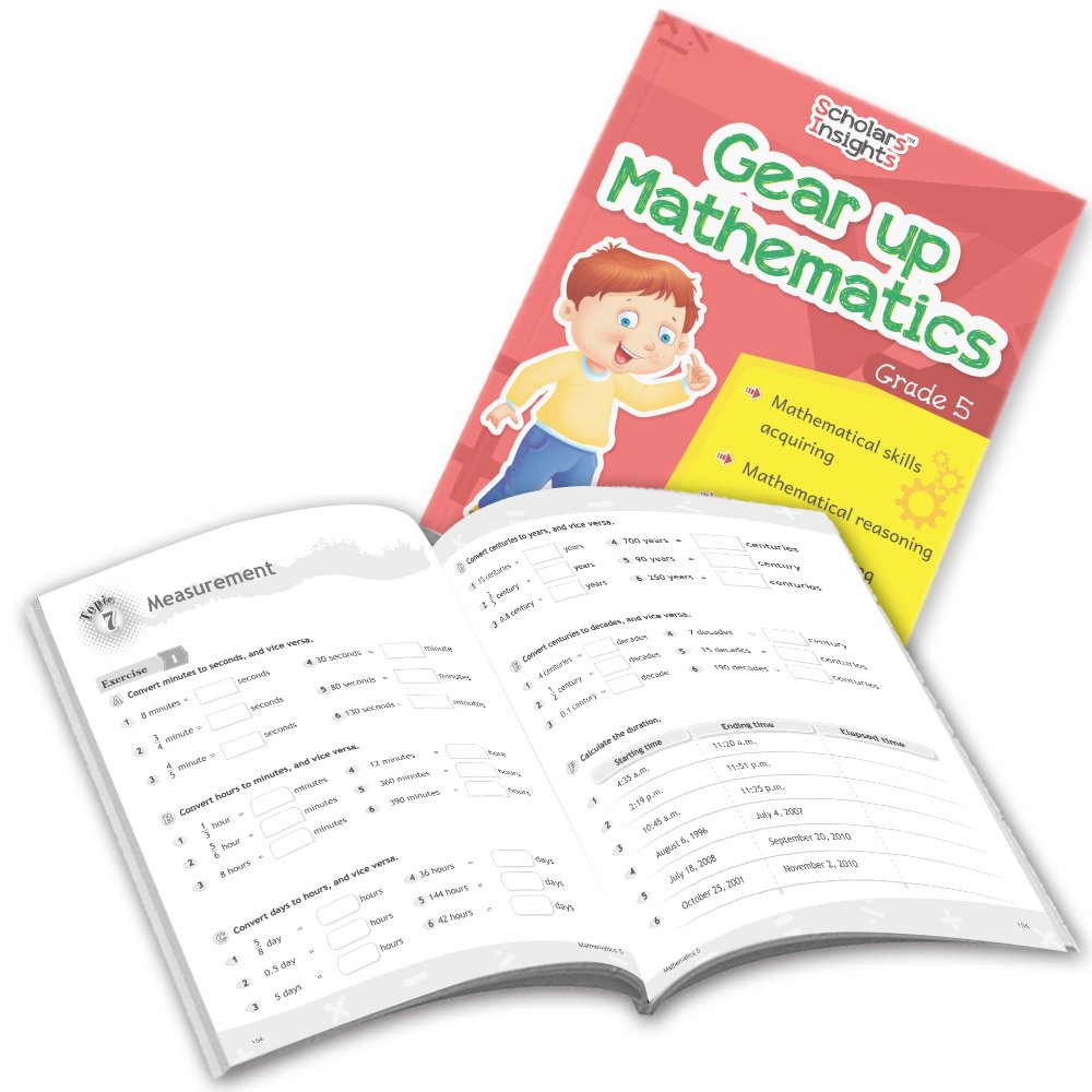 Grade 5 Comprehensive Learning with Mathematics Workbooks Set of 4 Ages 10-11 Years: Gear Up Math, Mental Math, Olympiad,Challenging Word Problems 