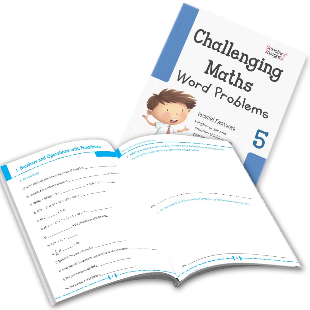 Grade 5 Comprehensive Learning with Mathematics Workbooks Set of 4 Ages 10-11 Years: Gear Up Math, Mental Math, Olympiad,Challenging Word Problems 