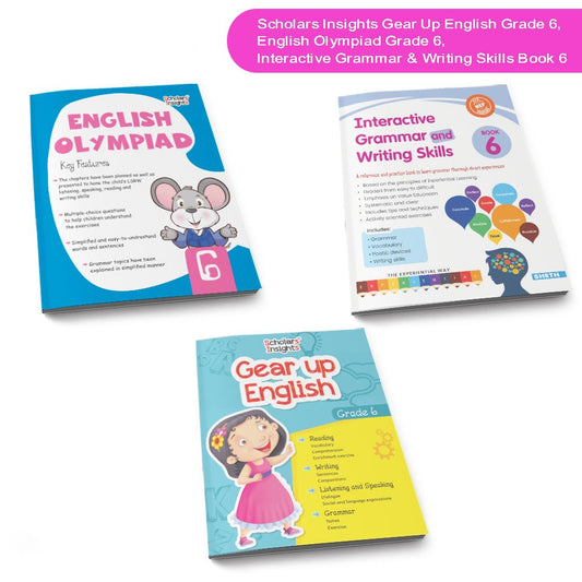 Grade 6 Ultimate English Combo Practice Workbooks Set of 3: NEP based Grammar, Writing Skills, Olympiad Prep, and Gear Up English| Ages 11-12 Years 