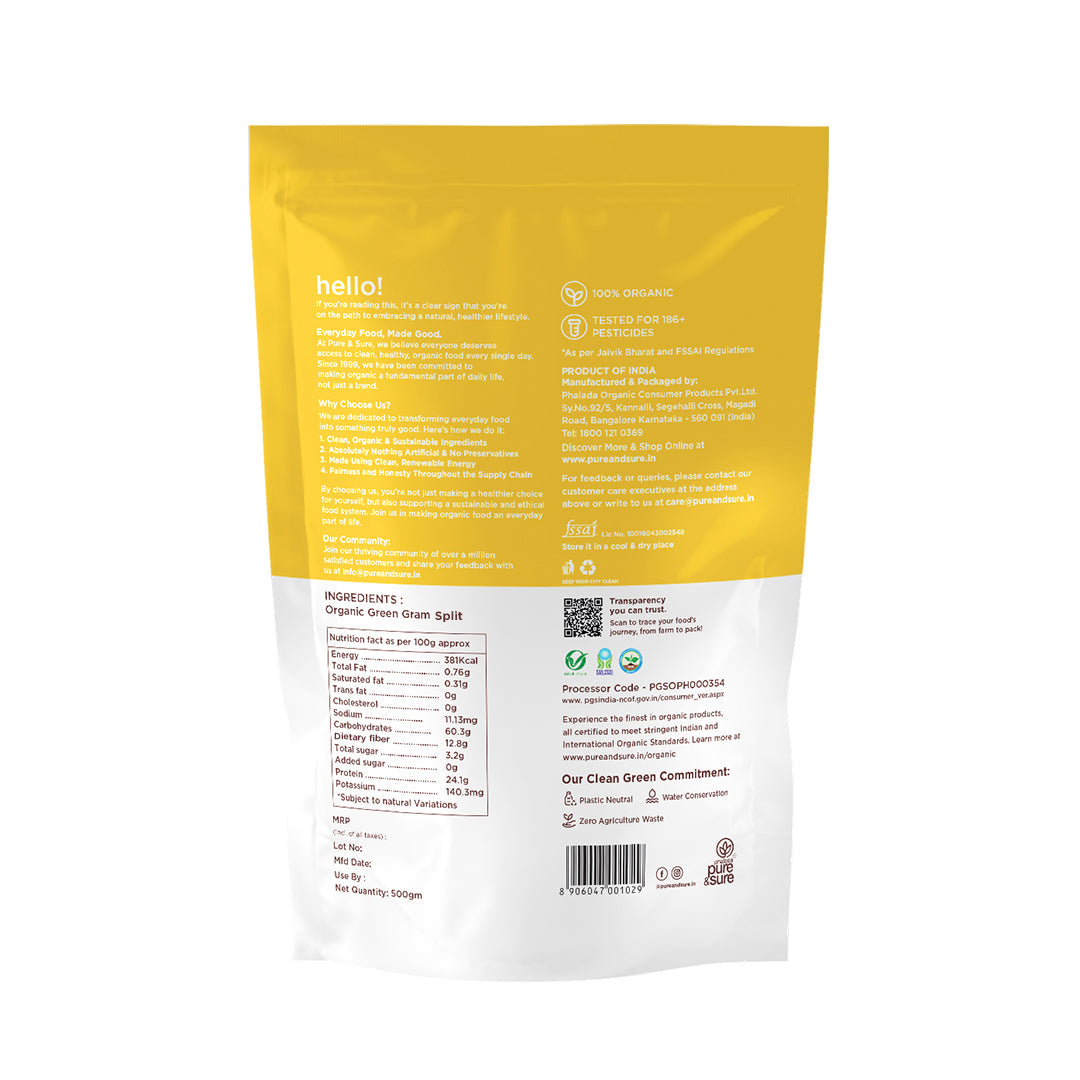 Pure & Sure Organic Green Gram Split