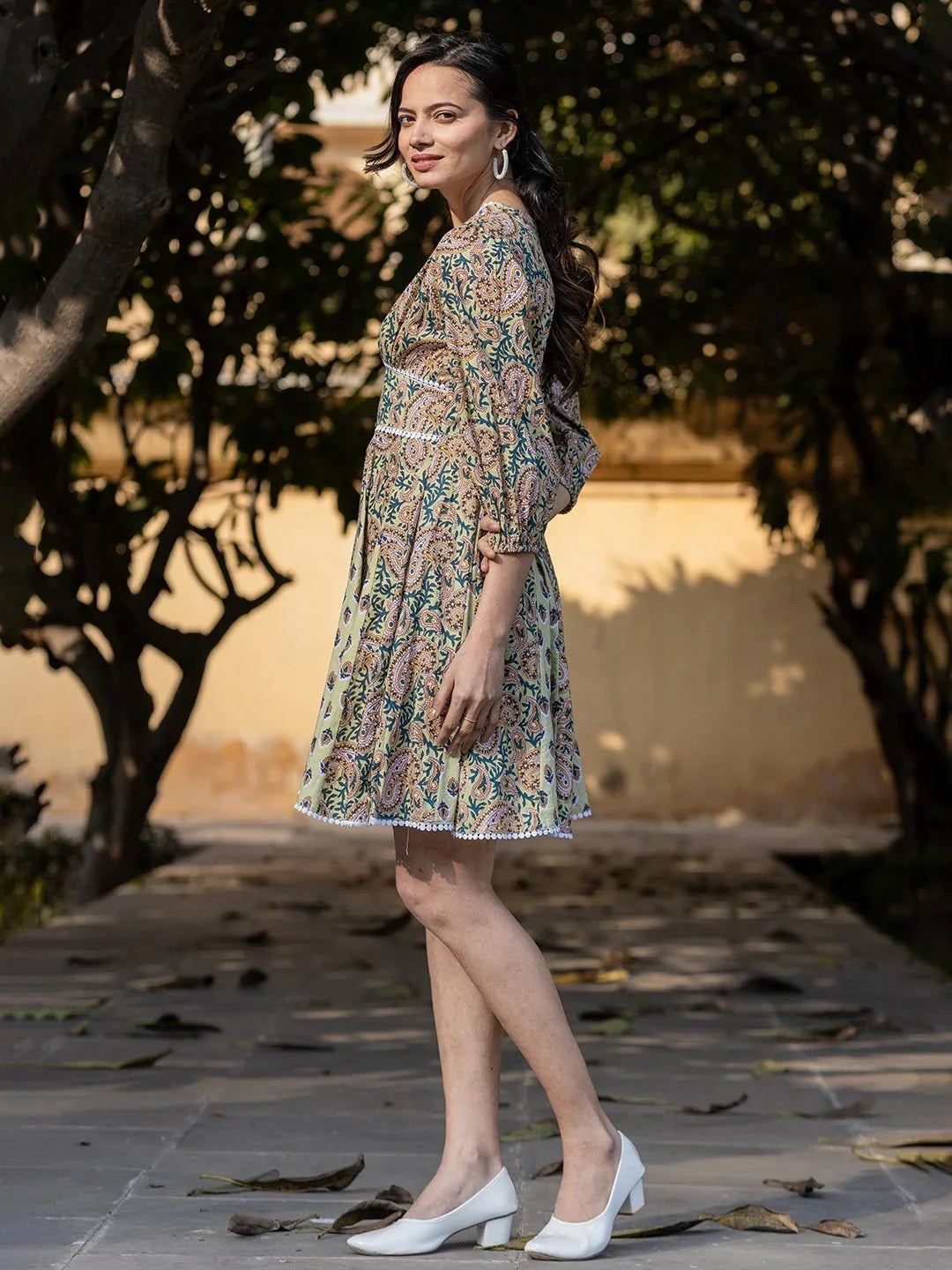 Yufta Green Pure Cotton Paisley And Tassels Were Dress  Grab2Buy Yufta Grab2Buy