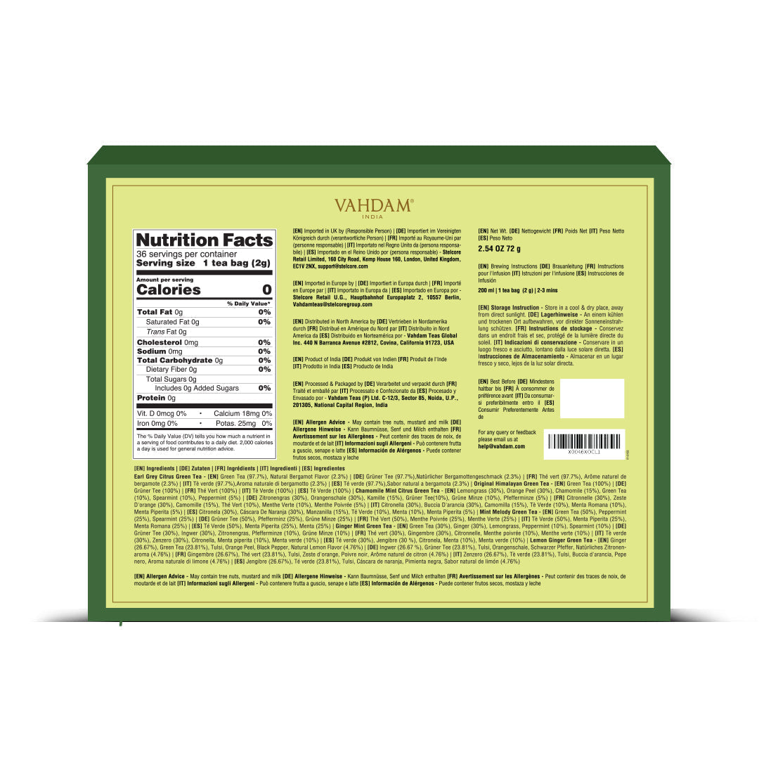 Green Tea Assortment, Gift Set, 36 Teas 