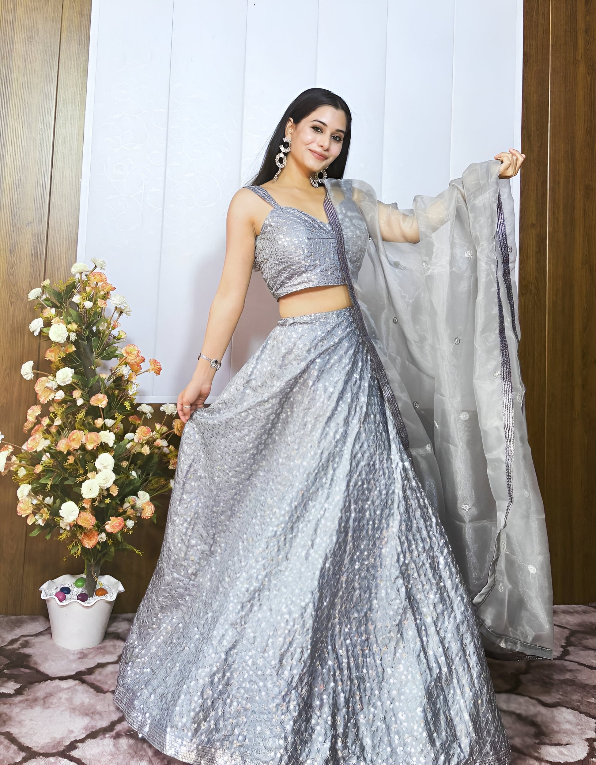 Lehenga Mart Designer Wedding Lehenga Choli For Women - Grey