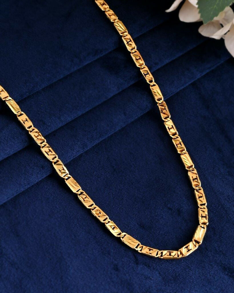 VOJ Gold-Polished Self Designed Biscuit Chain 