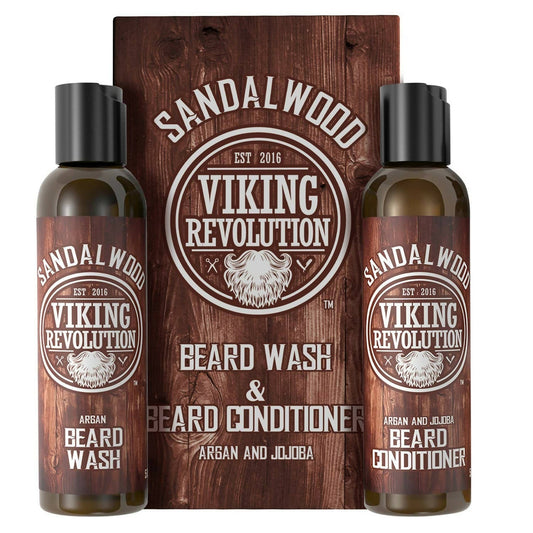 Viking Revolution Sandalwood Beard Wash and Beard Conditioner Combo | Grab2Buy