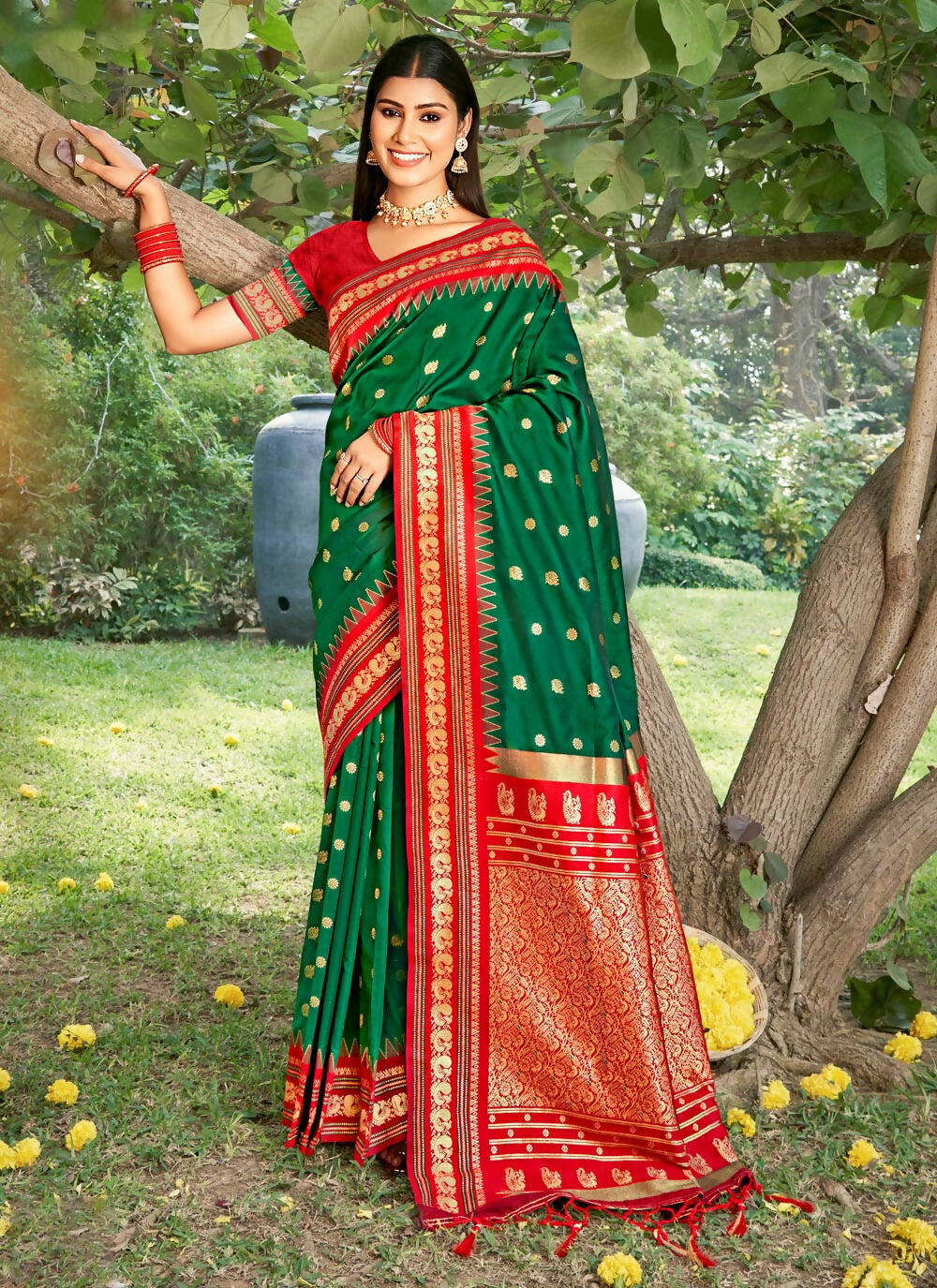 Shree Shyam Fashion Green Soft Silk Saree