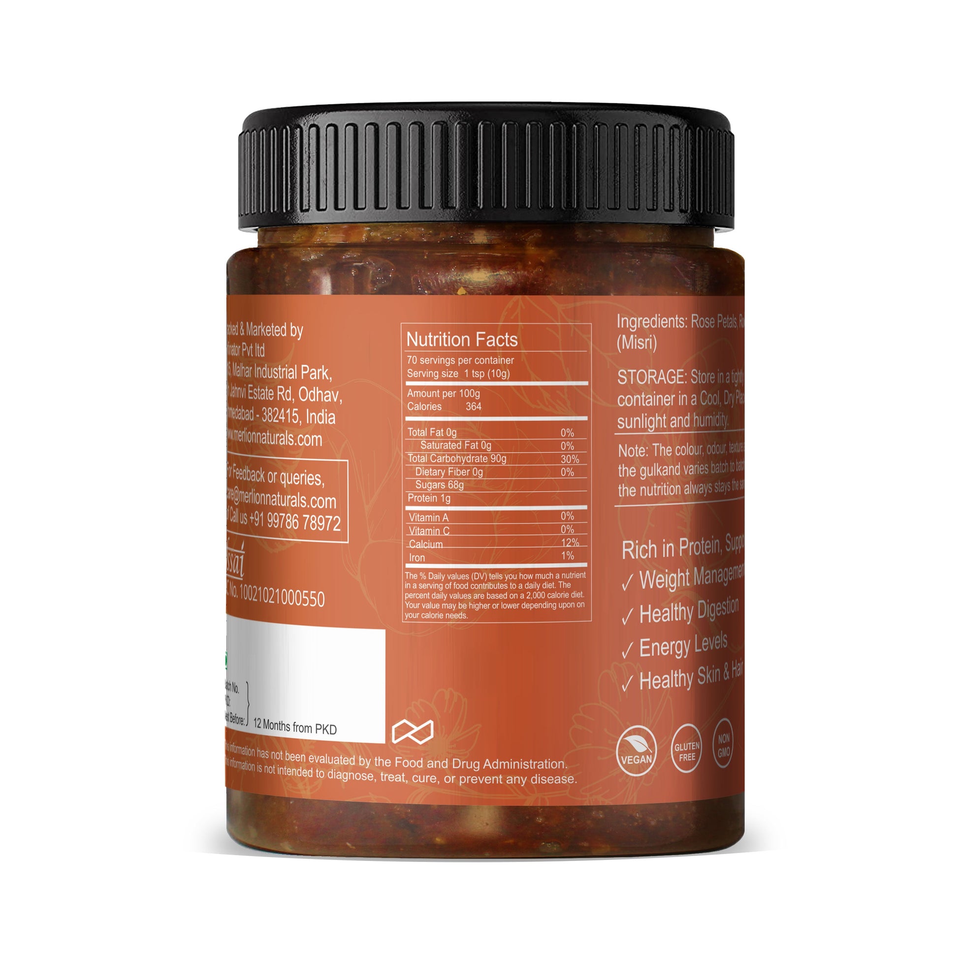 Merlion Naturals Rose Petals Jam - Gulkand - Grab2buy