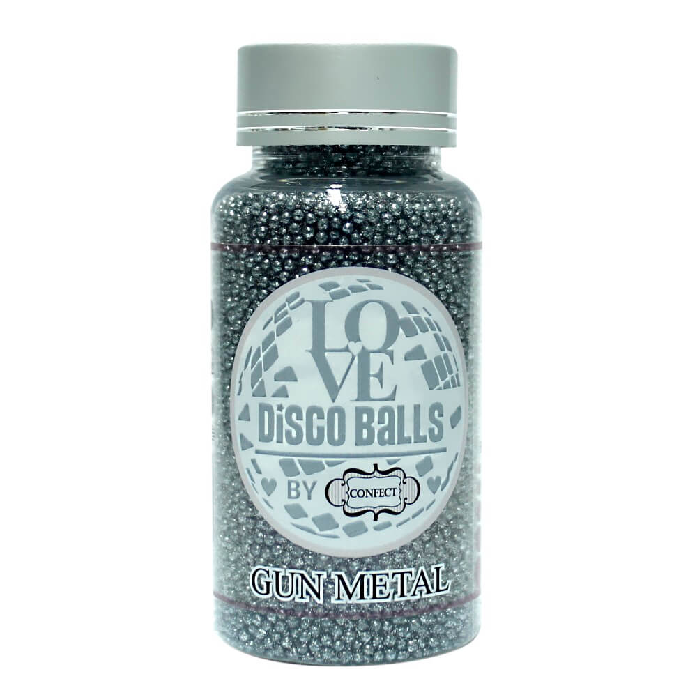 Confect Gun Metal Disco Balls Sprinkles 2 MM