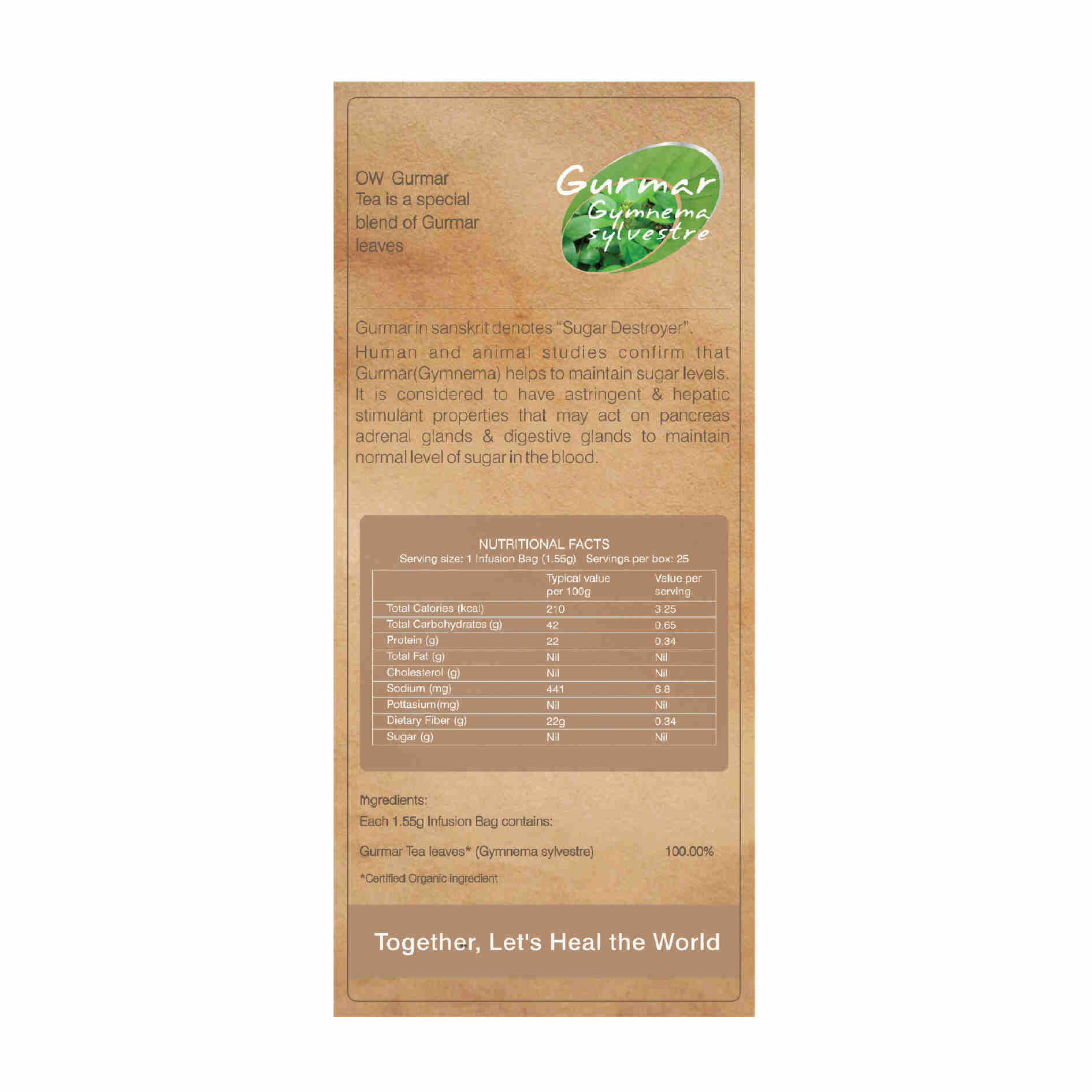 Organic Wellness Ow'Real Gurmaar Gymnema Sylvestre Teabags - Grab2buy