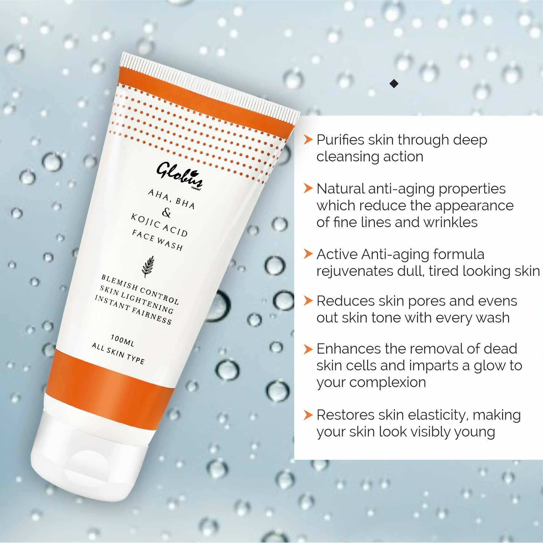 Globus Naturals AHA, BHA & Kojic Acid Face wash - Grab2buy