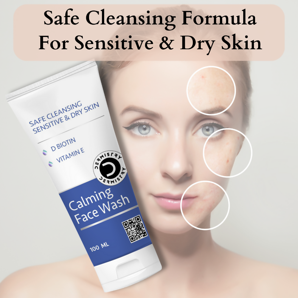 Dermistry Sensitive & Dry Skin Care Calming Soothing Face Wash Safe Cleansing D Biotin & Vitamin E 
