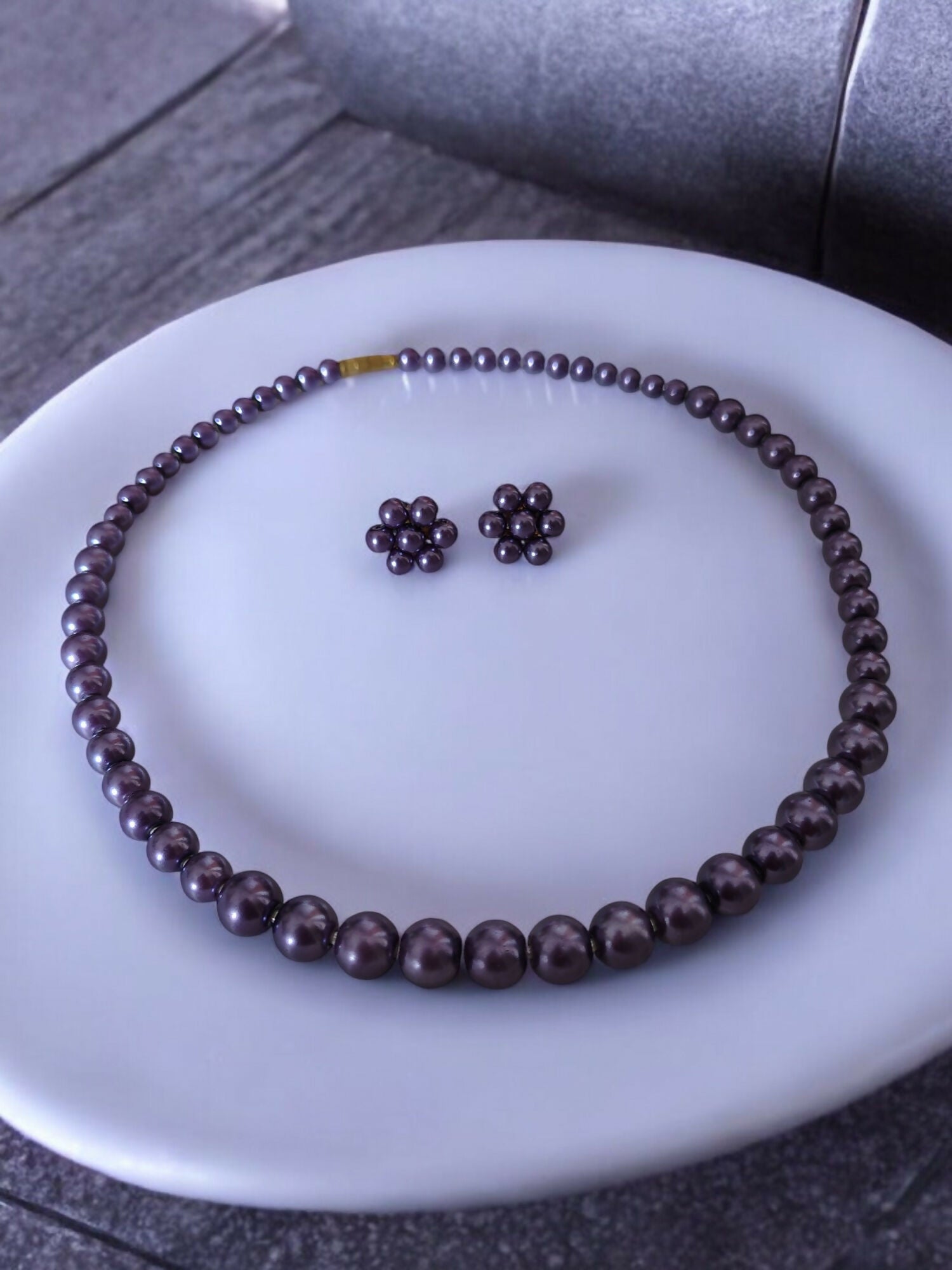 Inhanns Everyday Workwear Pearl Set (Double Layered Pearls) - Purpal