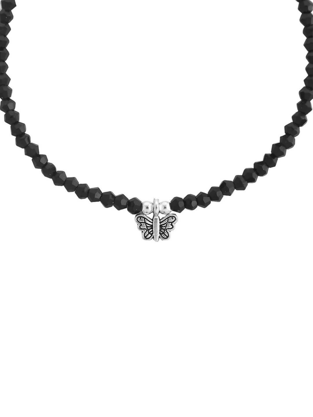 VOJ Women Black Color stainless steel Anklet  Grab2Buy VOJ Grab2Buy