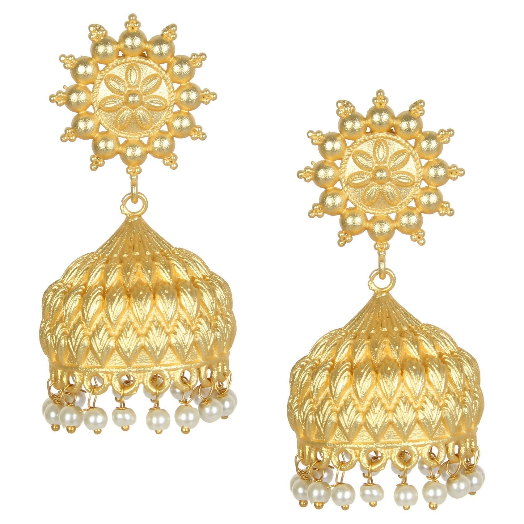 Joban Fashion Women Matte Gold Brass Jhumka | Swadesiicart