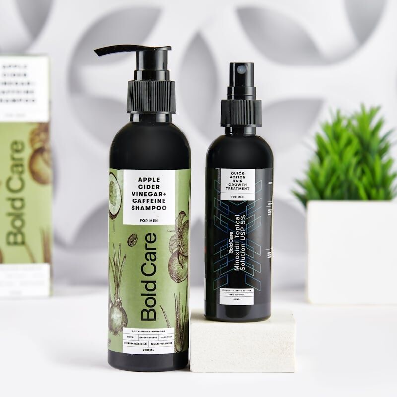 Bold Care DHT Blocker Shampoo & Hair Growth 5% Solution Serum Combo - Grab2buy