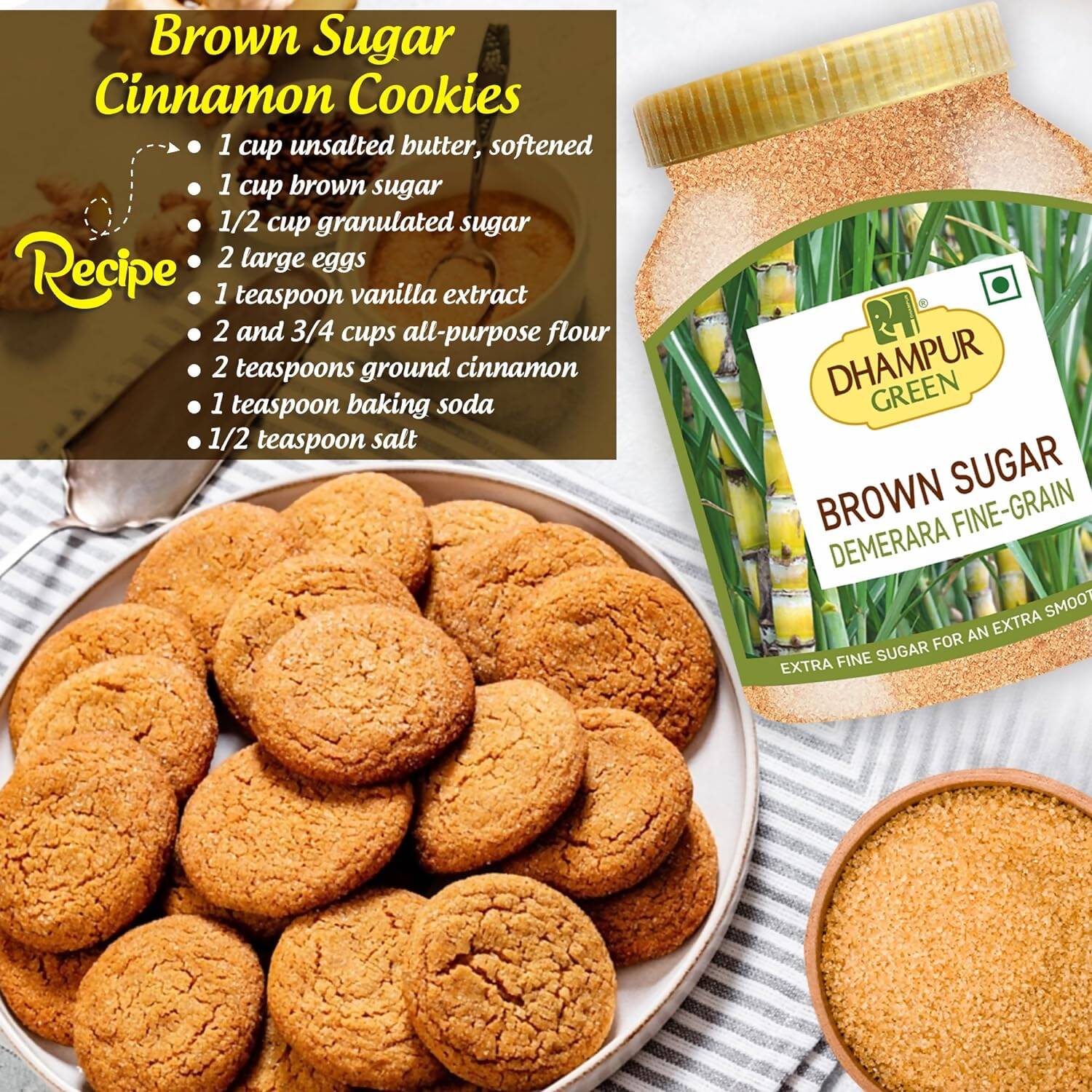 Dhampur Green Demerara Brown Sugar (Fine Grain) 