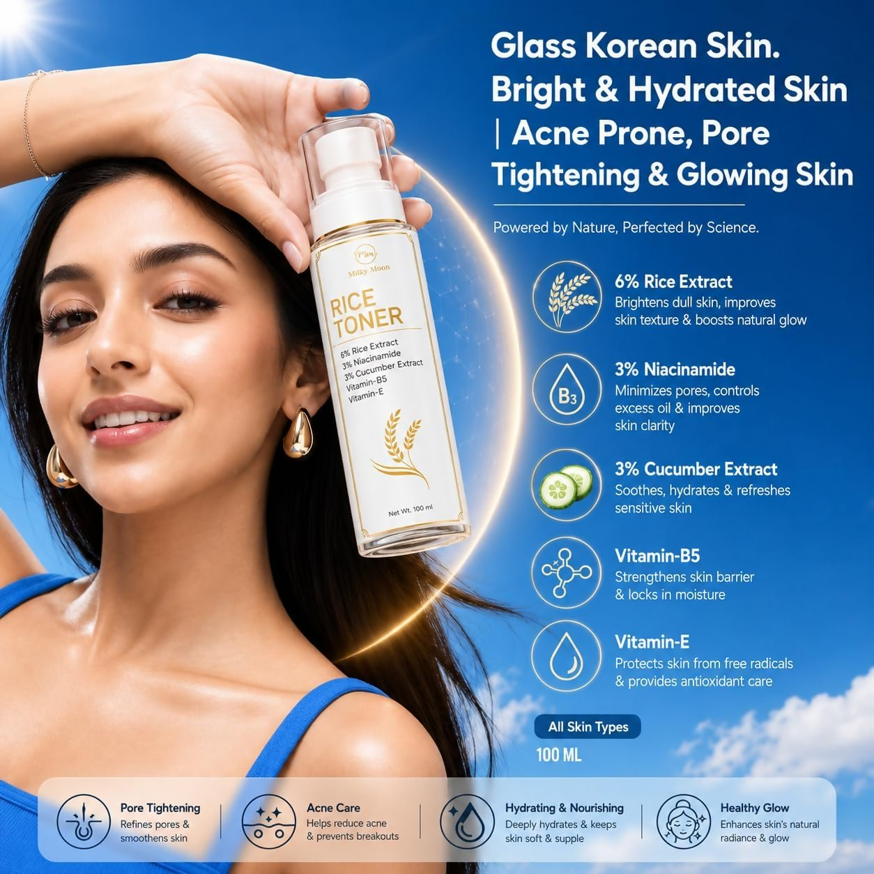 Milky Moon Rice Water Toner With Niacinamide & Cucumber