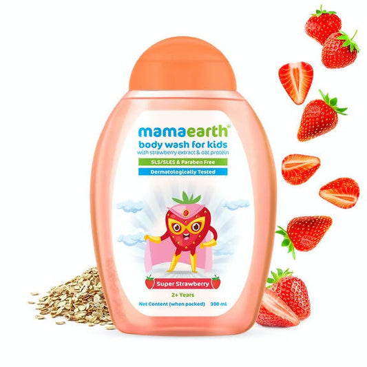 Mamaearth Super Strawberry Body Wash for Kids with Strawberry & Oat Protein - Grab2buy