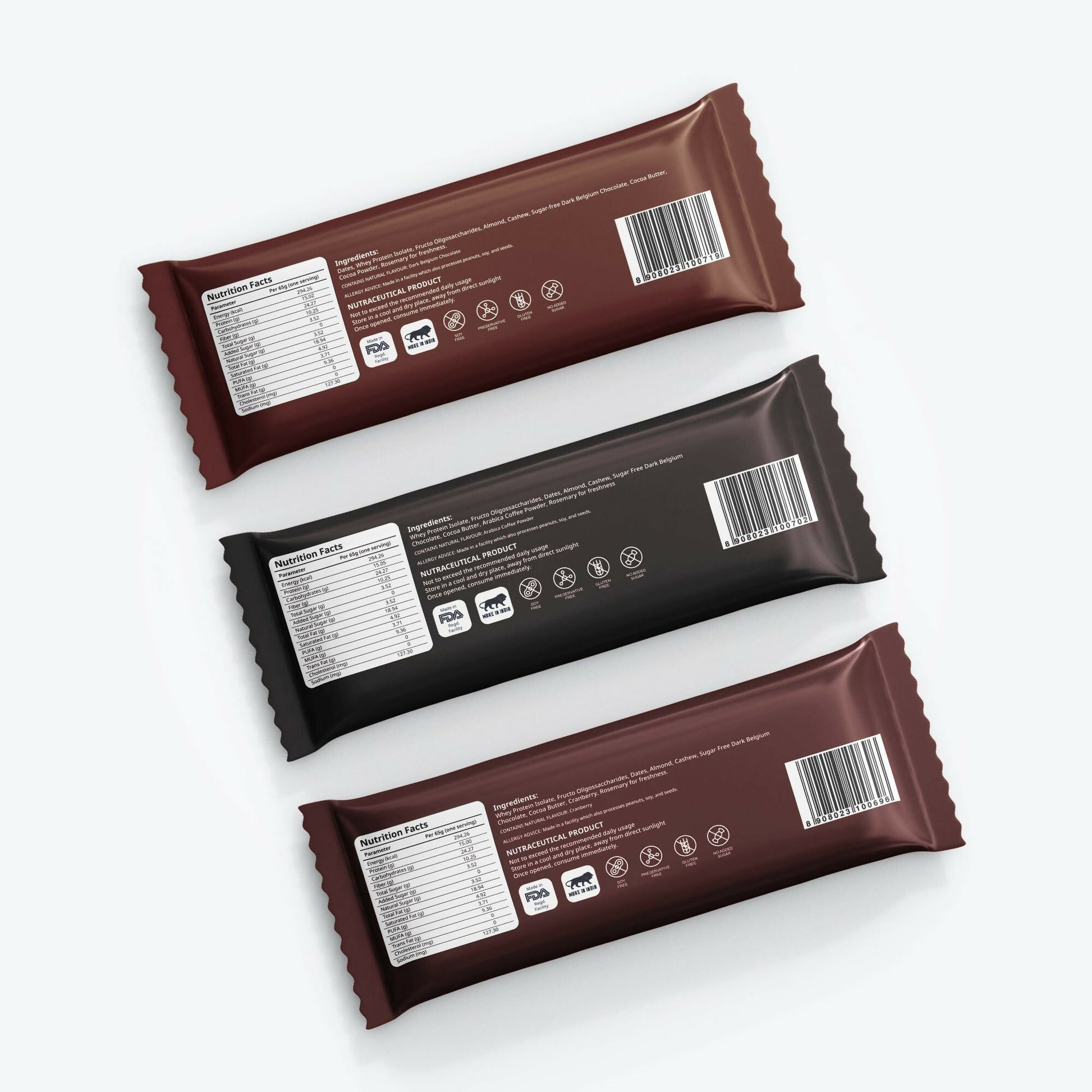 Miduty by Palak Notes Protein Bars Combo (Belgium Chocolate, Arabica Coffee and Cranberry) 