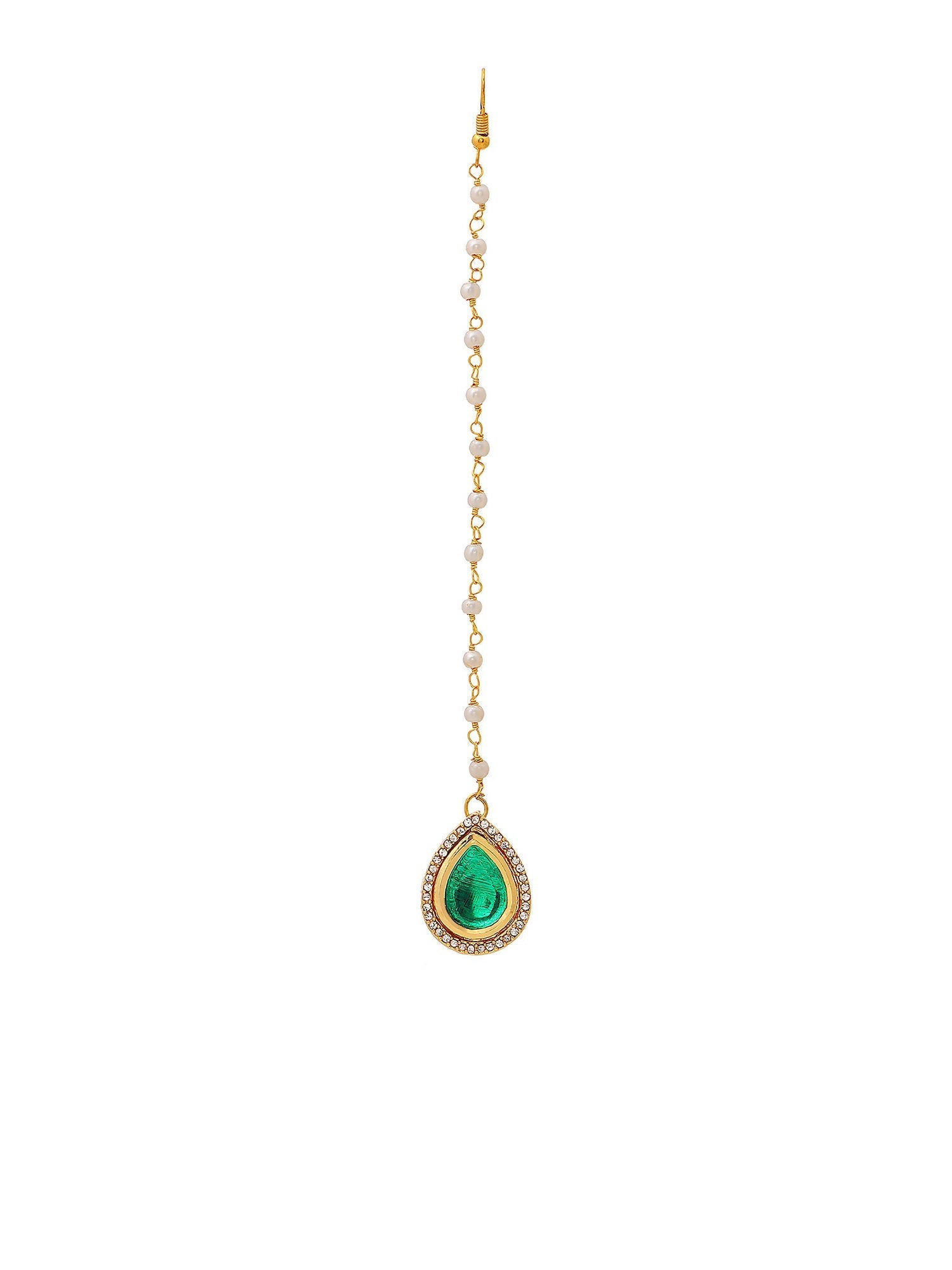 Ruby Raang Tear Drop Green Meenakari with Diamond Maang Tikka | Swadesiicart