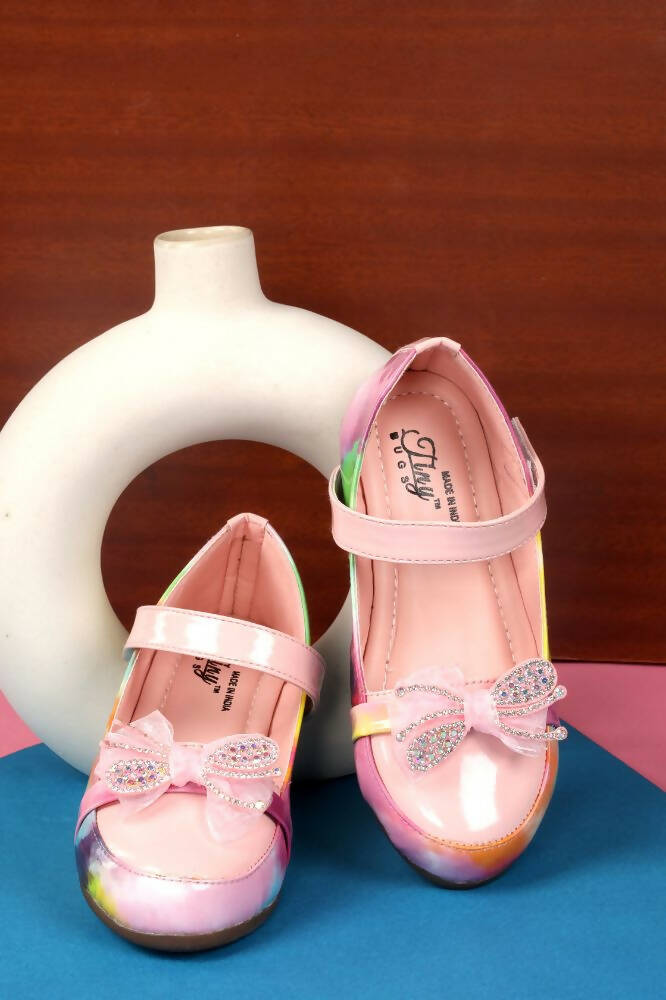 Tiny Bugs Girls Party Wear Velcro Ballerinas - Pink  Grab2Buy Tiny Bugs Grab2Buy