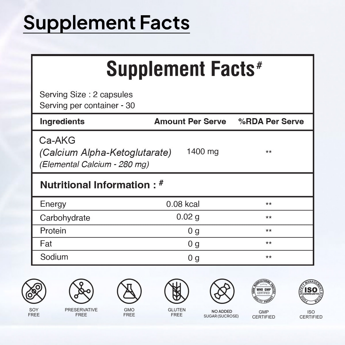 Miduty by Palak Notes Calcium Alpha-Ketoglutarate (AKG) Capsules 