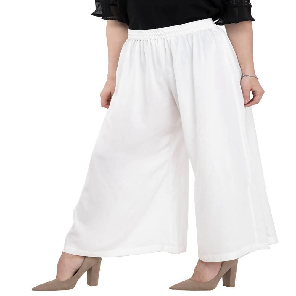 Lagi Women's White Solid Palazzo (PLZ04F) 