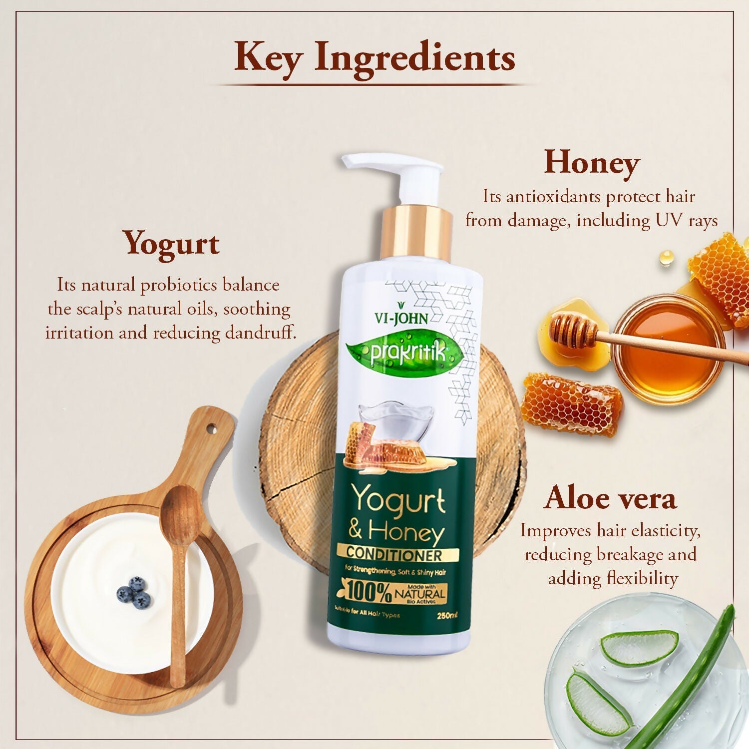 VI-JOHN Prakritik Yogurt & Honey Conditioner, Restores Hair Moisture, Made With Natural Bio-Active  Grab2Buy VI-JOHN Grab2Buy