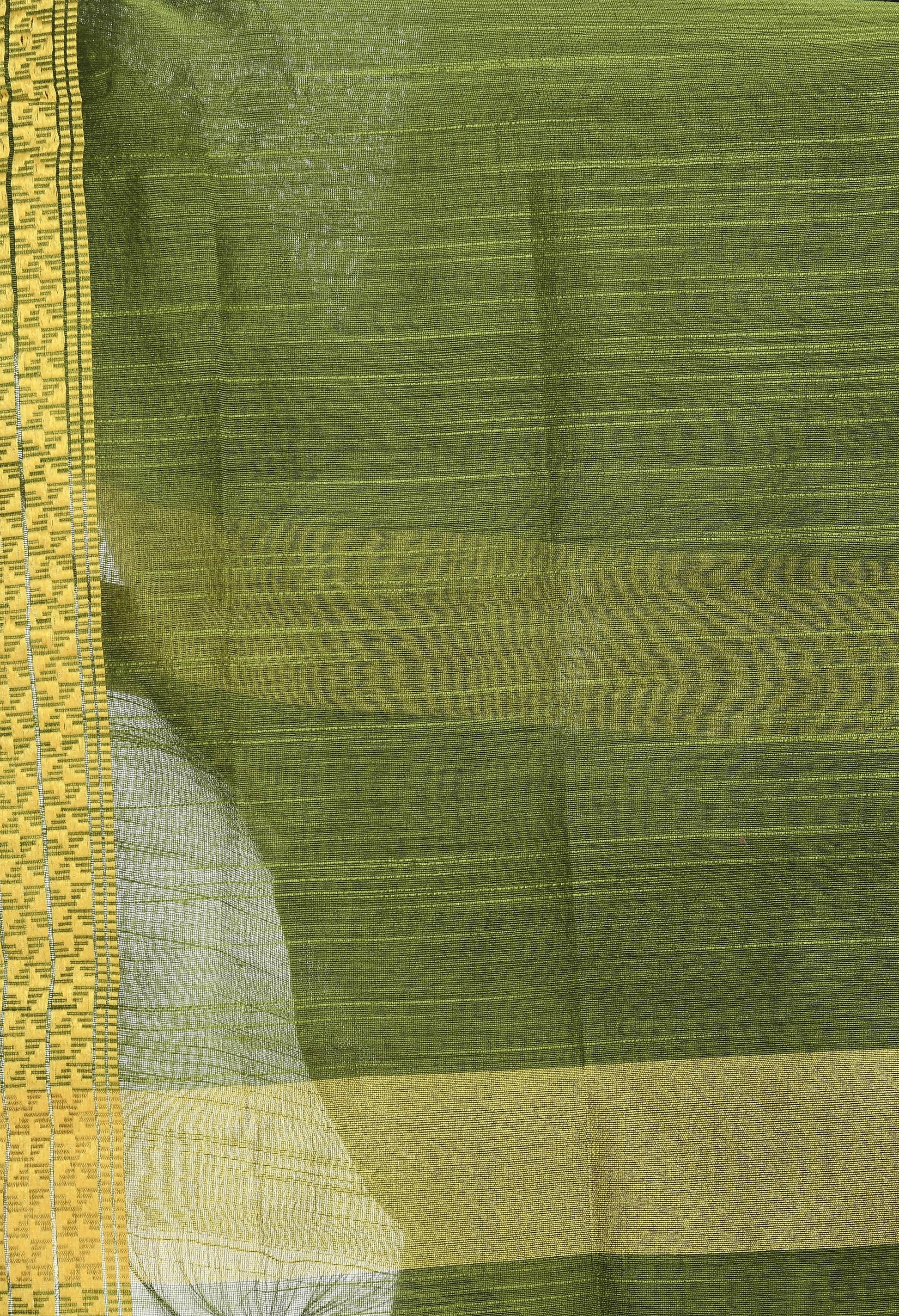 Mominos Fashion Moeza Handloom Cotton Mehndi Green Dupatta